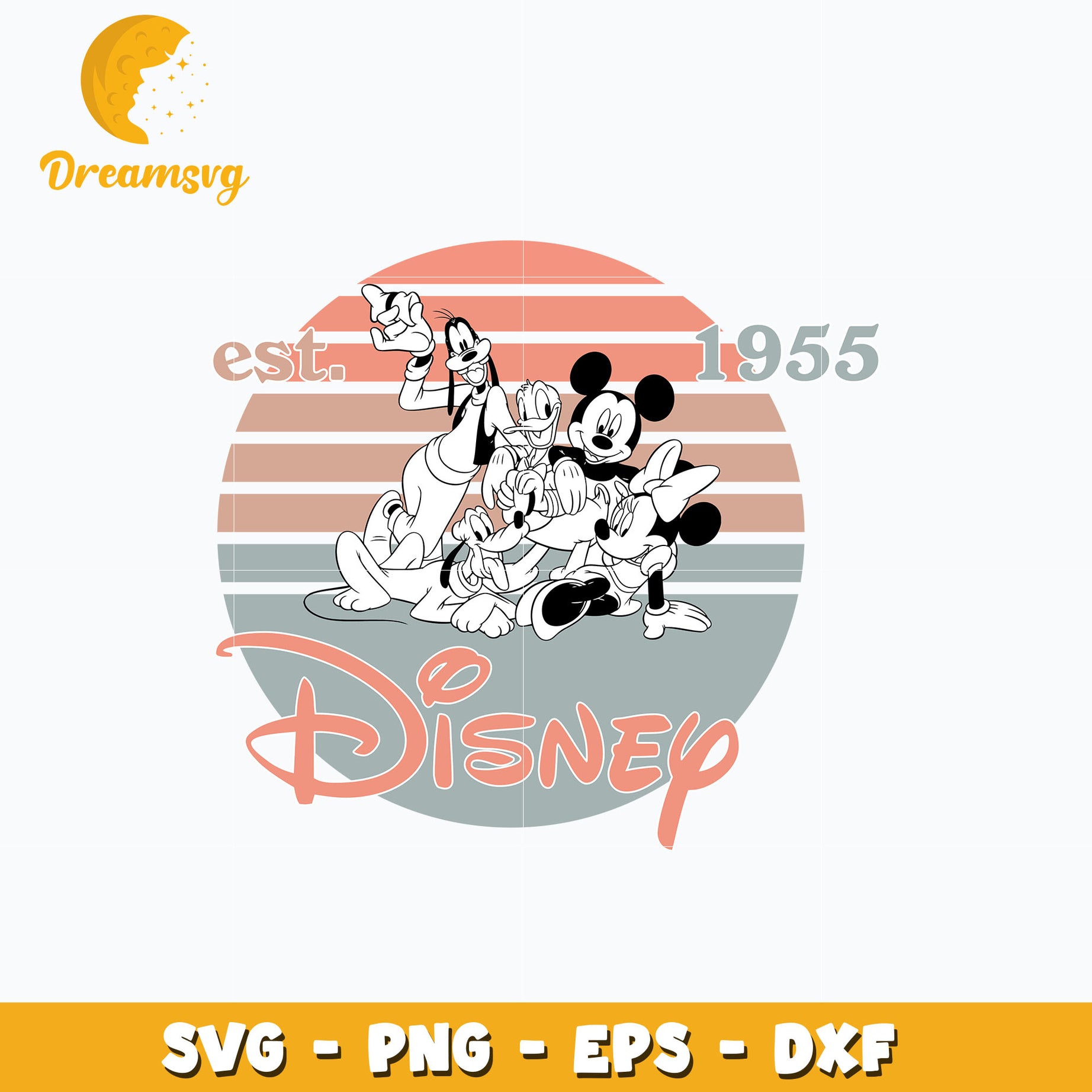 Mickey disney friends est 1955 svg