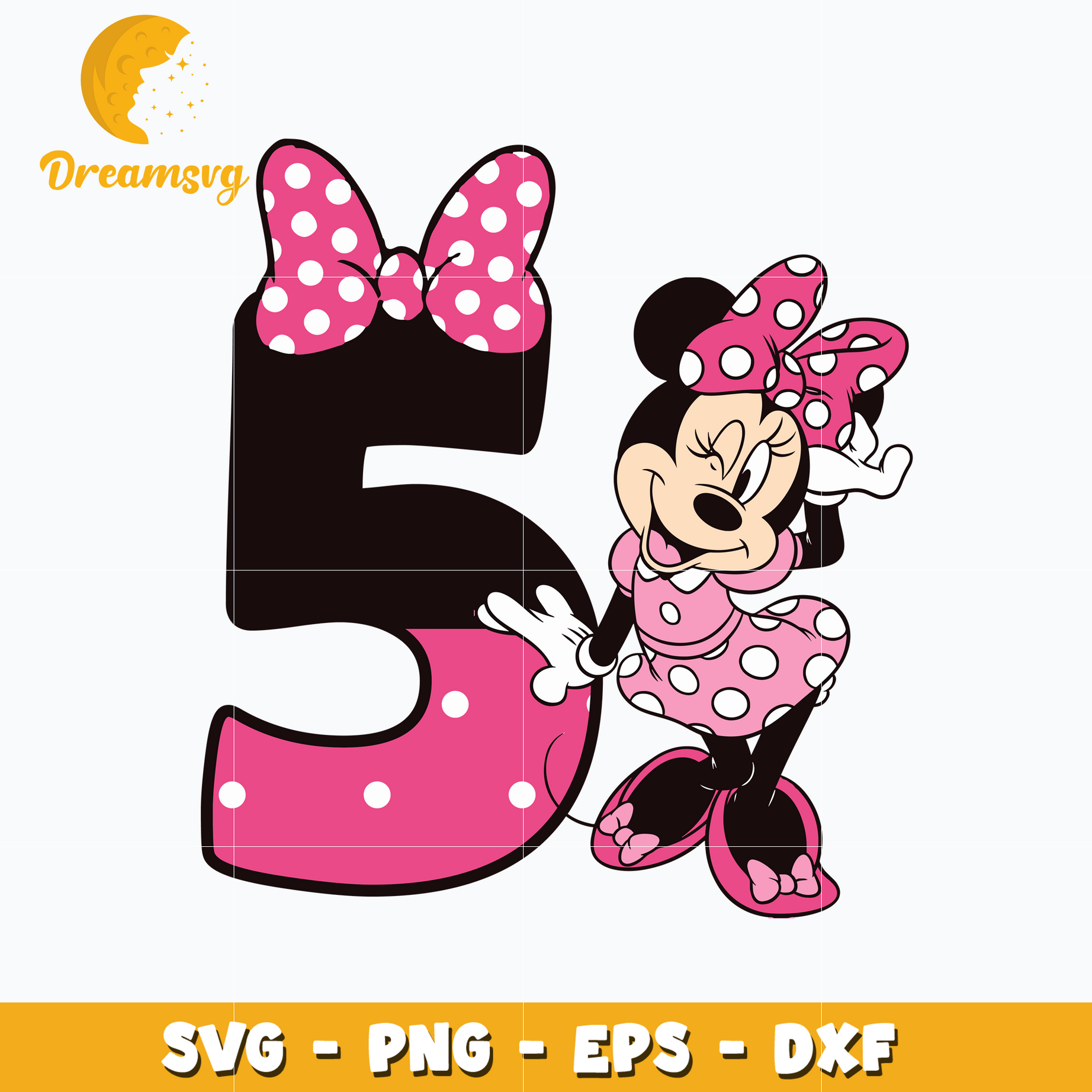 Minnie mouse disney birthday 5th svg