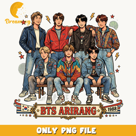 BTS Arirang 1988 PNG, Kpop Band Retro PNG, BTS Members PNG