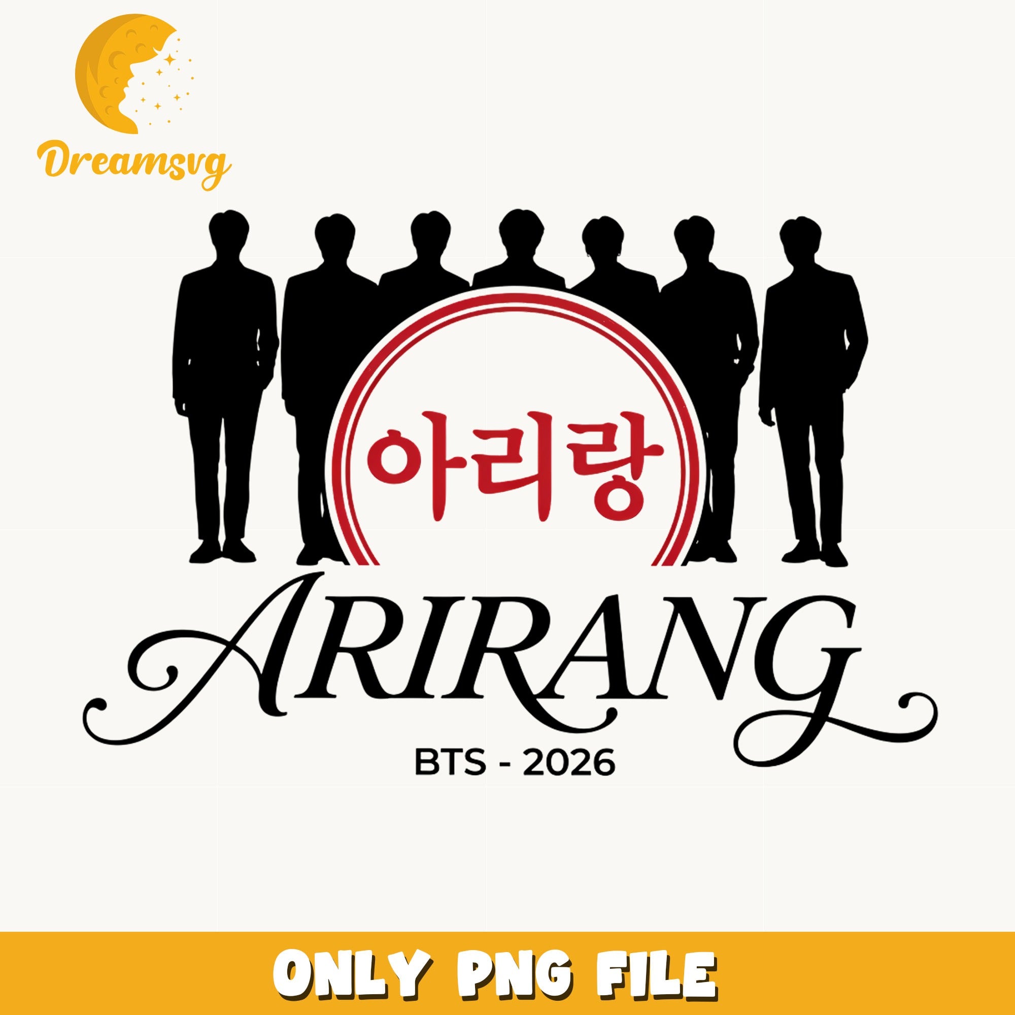 BTS Arirang 2026 PNG, Kpop Band Silhouette PNG, BTS Members PNG