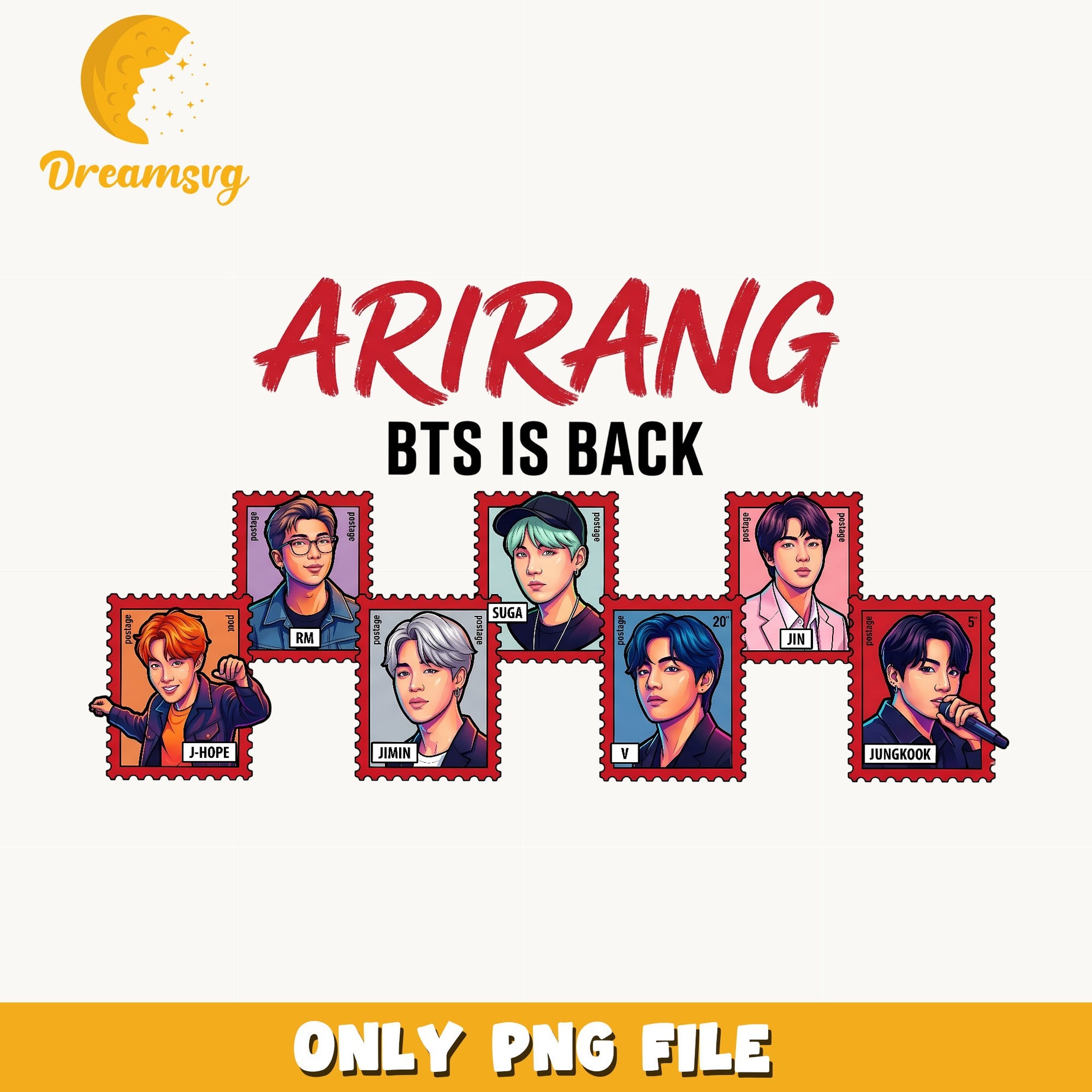 BTS Arirang Is Back Stamp Bundle PNG, Kpop PNG, BTS Members PNG