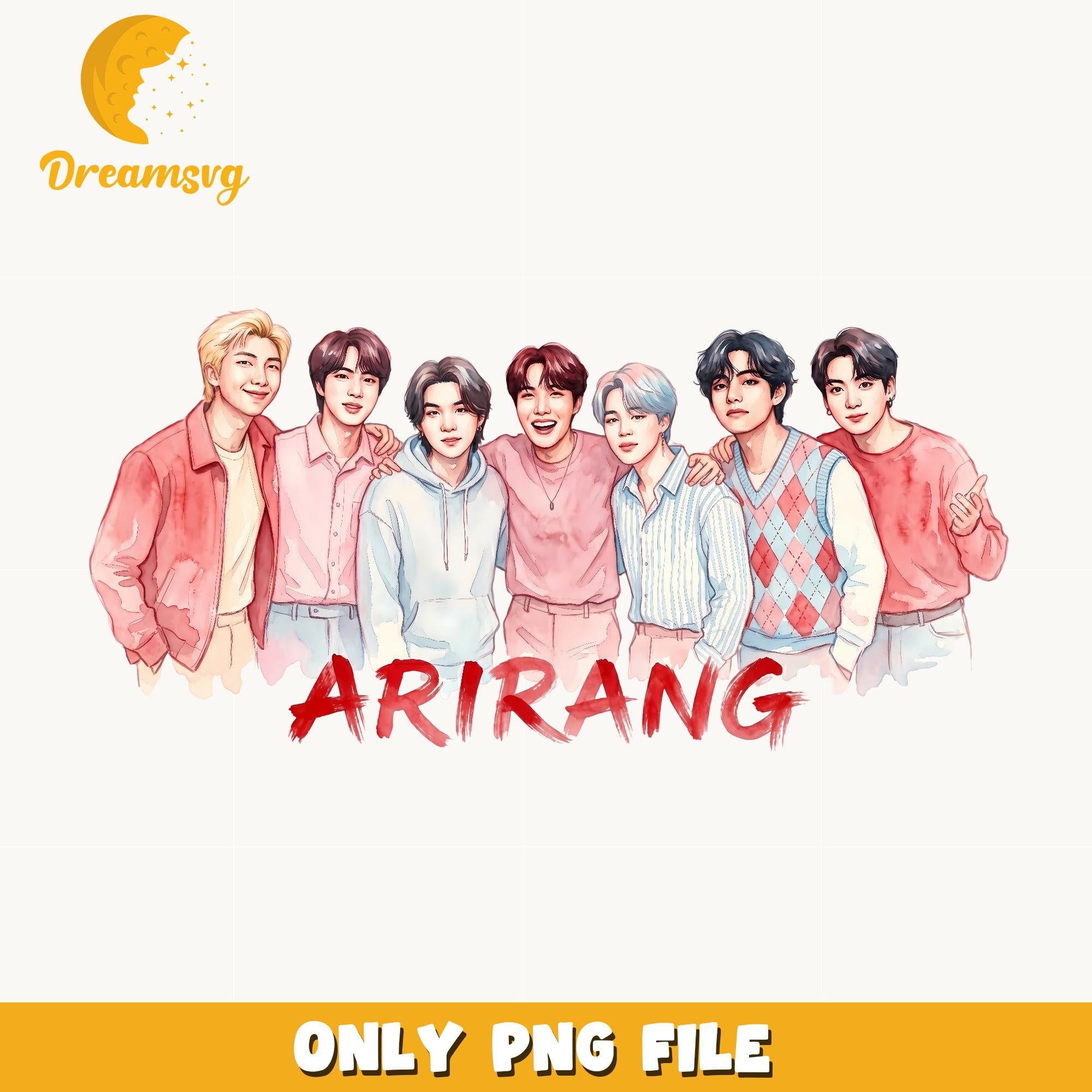 BTS Arirang PNG, Kpop Group Watercolor PNG, Army Fan PNG