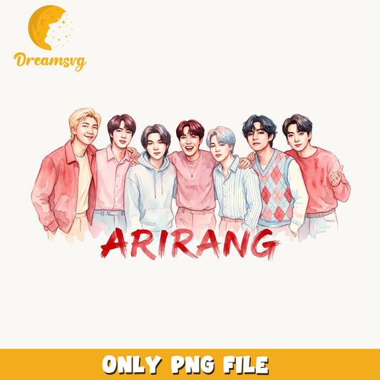 BTS Arirang PNG, Kpop Group Watercolor PNG, Army Fan PNG