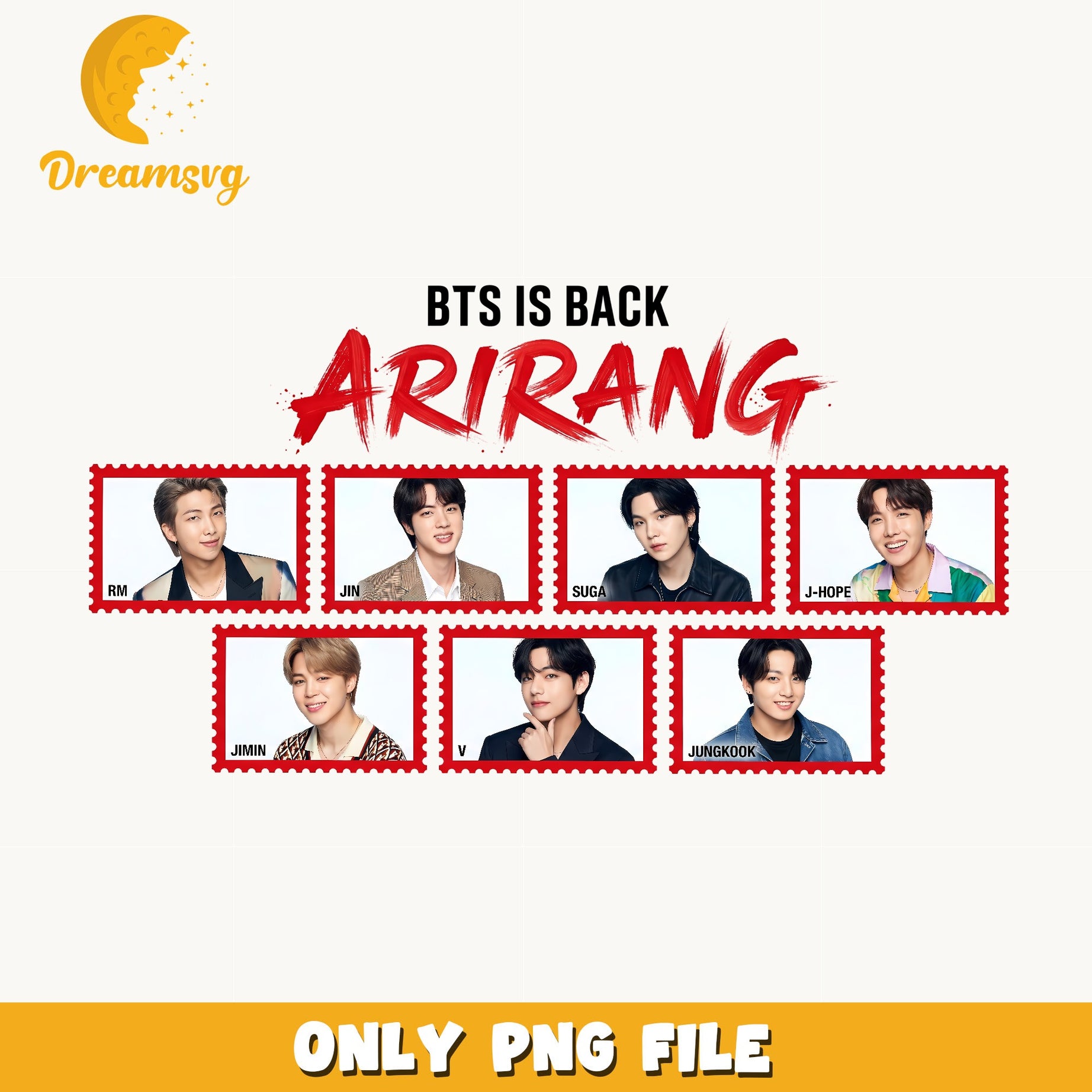 BTS Is Back Arirang PNG, Kpop Members Stamp PNG, BTS PNG
