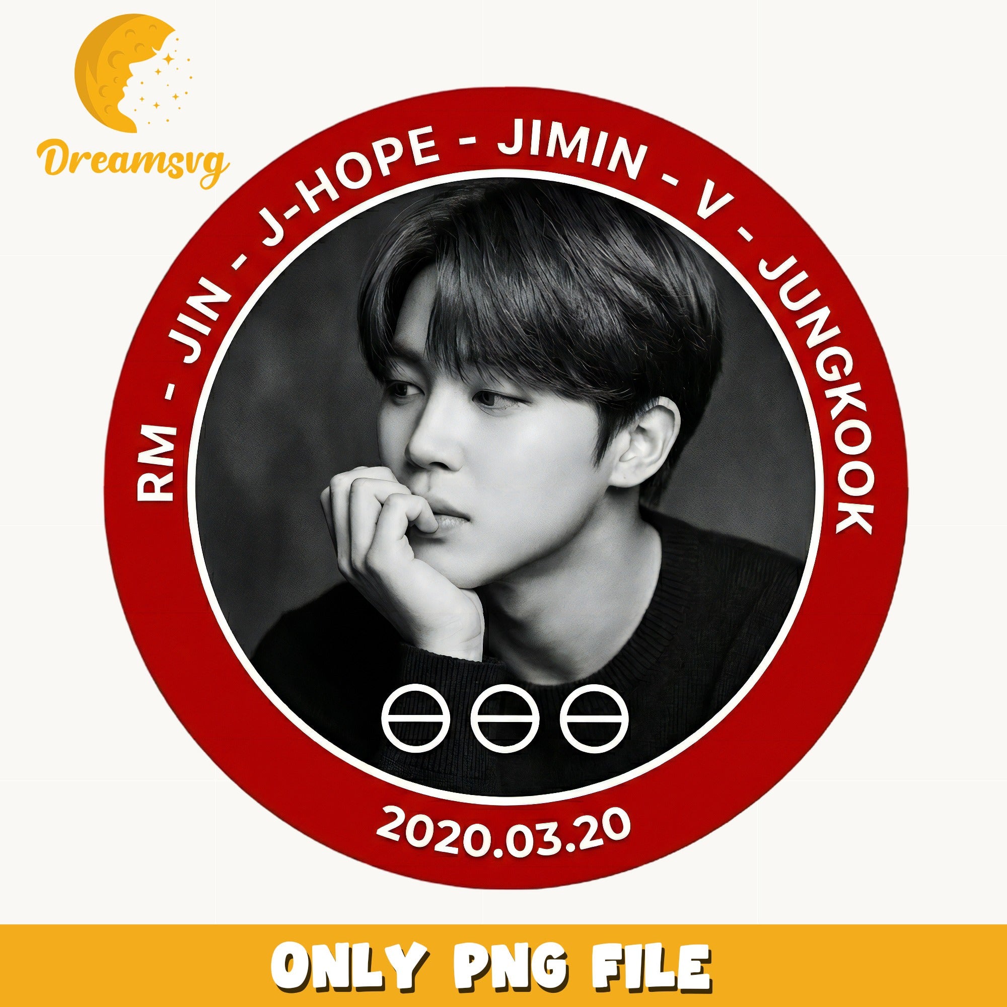 BTS Jin Kpop PNG, BTS Members Circle PNG, Kpop Fan Art PNG