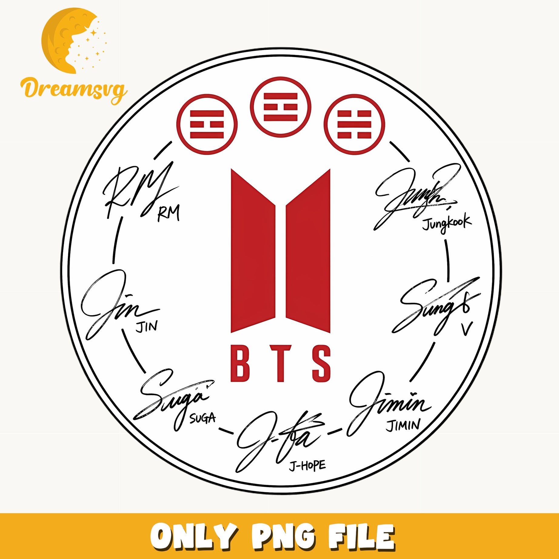 BTS Logo With Members Signatures PNG, Kpop Band PNG, BTS PNG