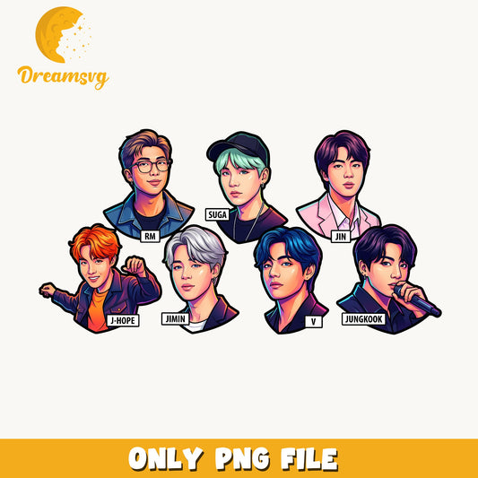BTS Members Bundle PNG, Kpop Fan Art PNG, Jungkook Jimin PNG