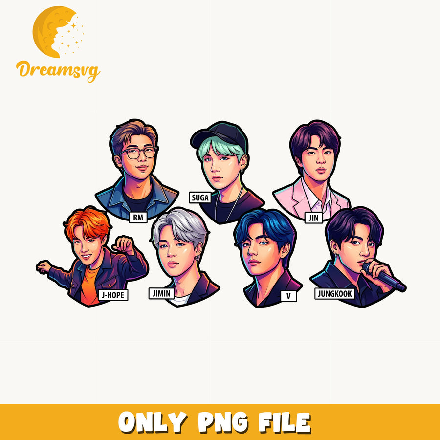 BTS Members Bundle PNG, Kpop Fan Art PNG, Jungkook Jimin PNG