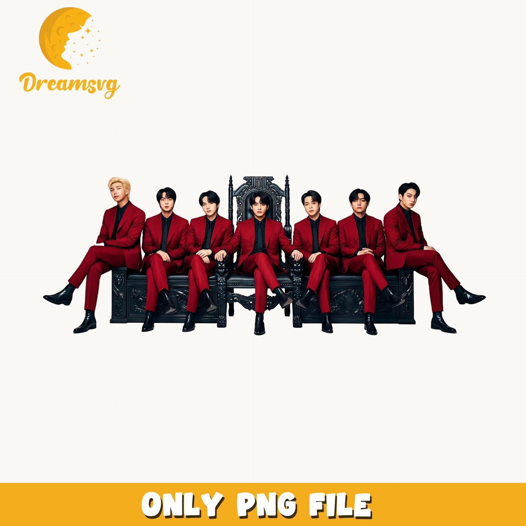 BTS Members Red Suit PNG, Kpop Boy Band PNG, Army Gift PNG