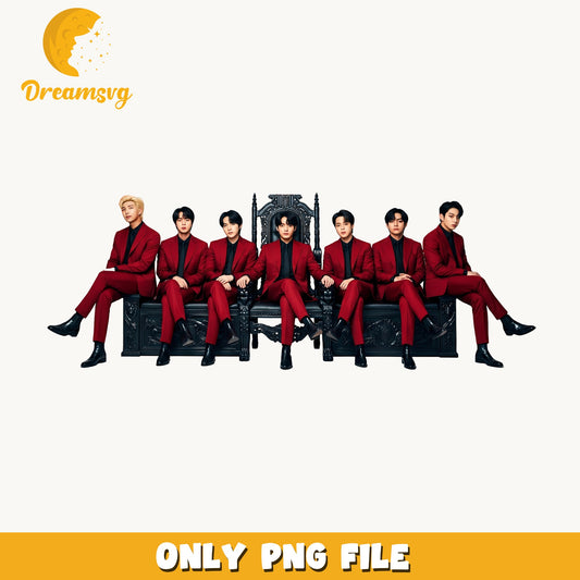 BTS Members Red Suit PNG, Kpop Boy Band PNG, Army Gift PNG