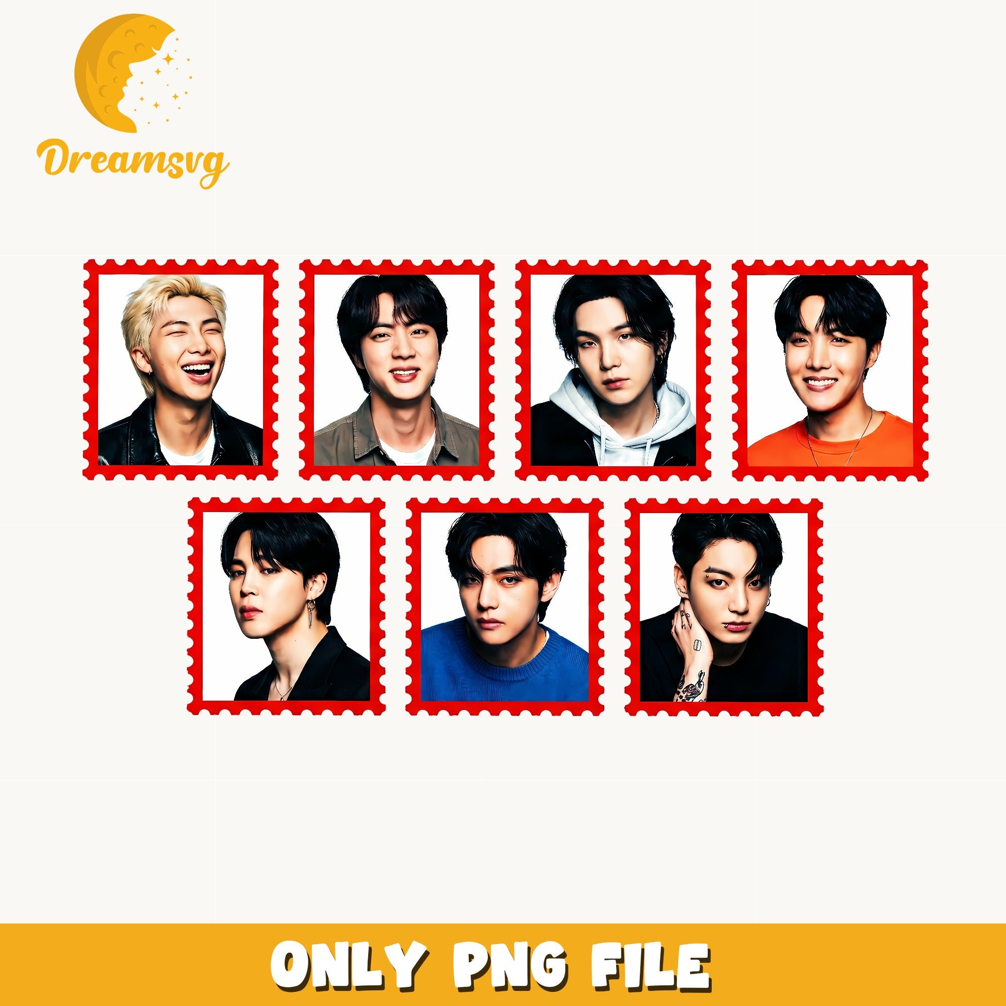 BTS Members Stamp Bundle PNG, Kpop Boy Band PNG, Army PNG