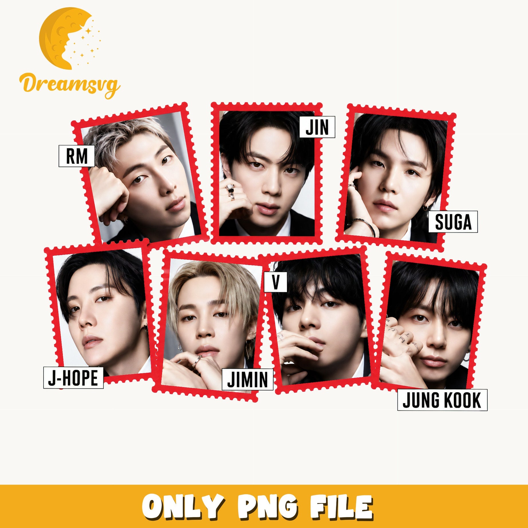 BTS Members Stamp Bundle PNG, Kpop Group PNG, BTS Army PNG