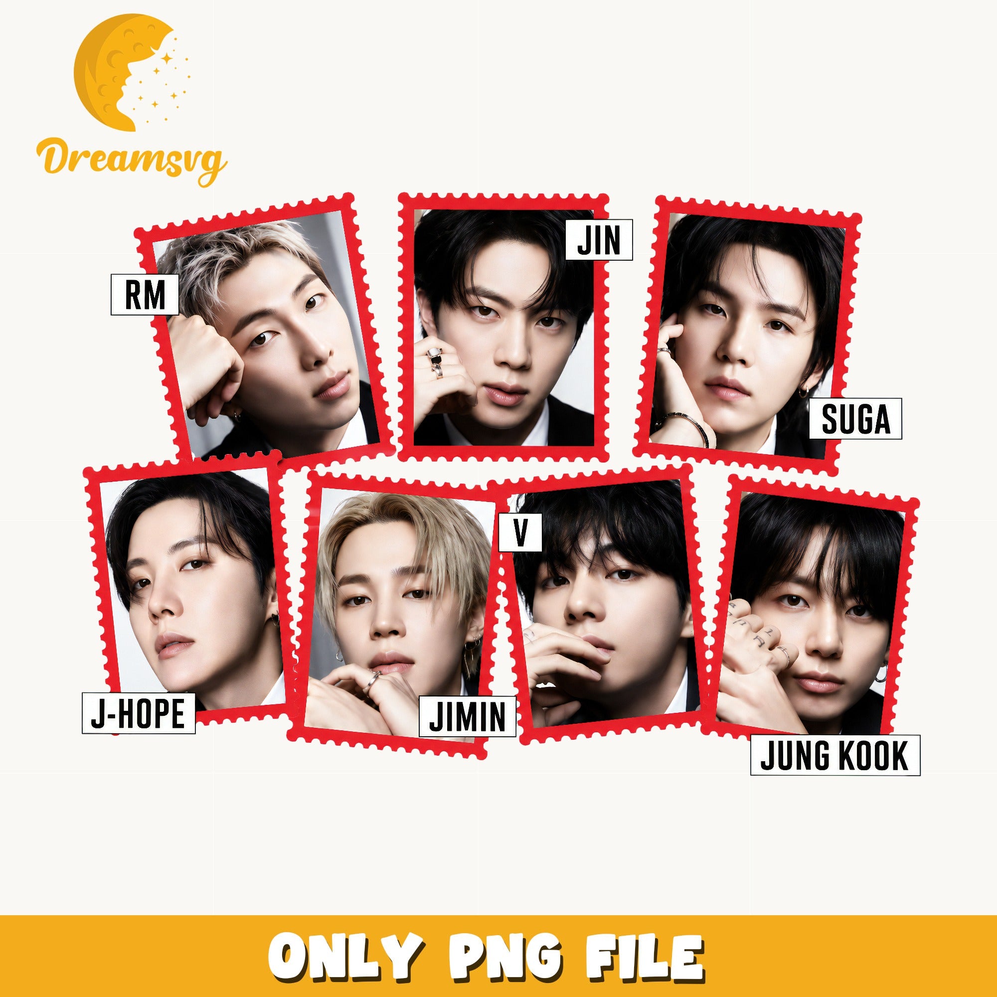 BTS Members Stamp Bundle PNG, Kpop Group PNG, BTS Army PNG