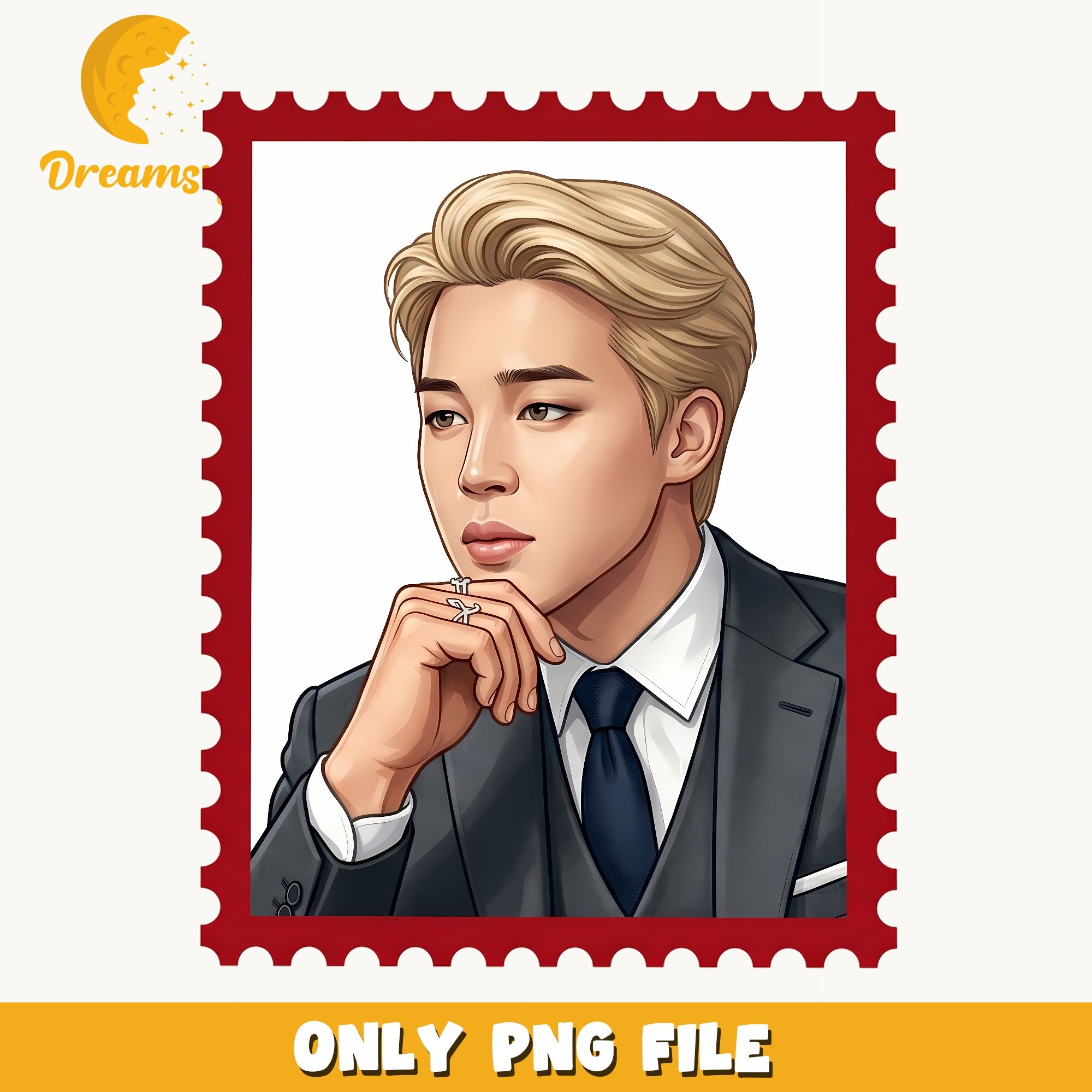 BTS RM Stamp Portrait PNG, Kpop Fan Art PNG, Namjoon PNG