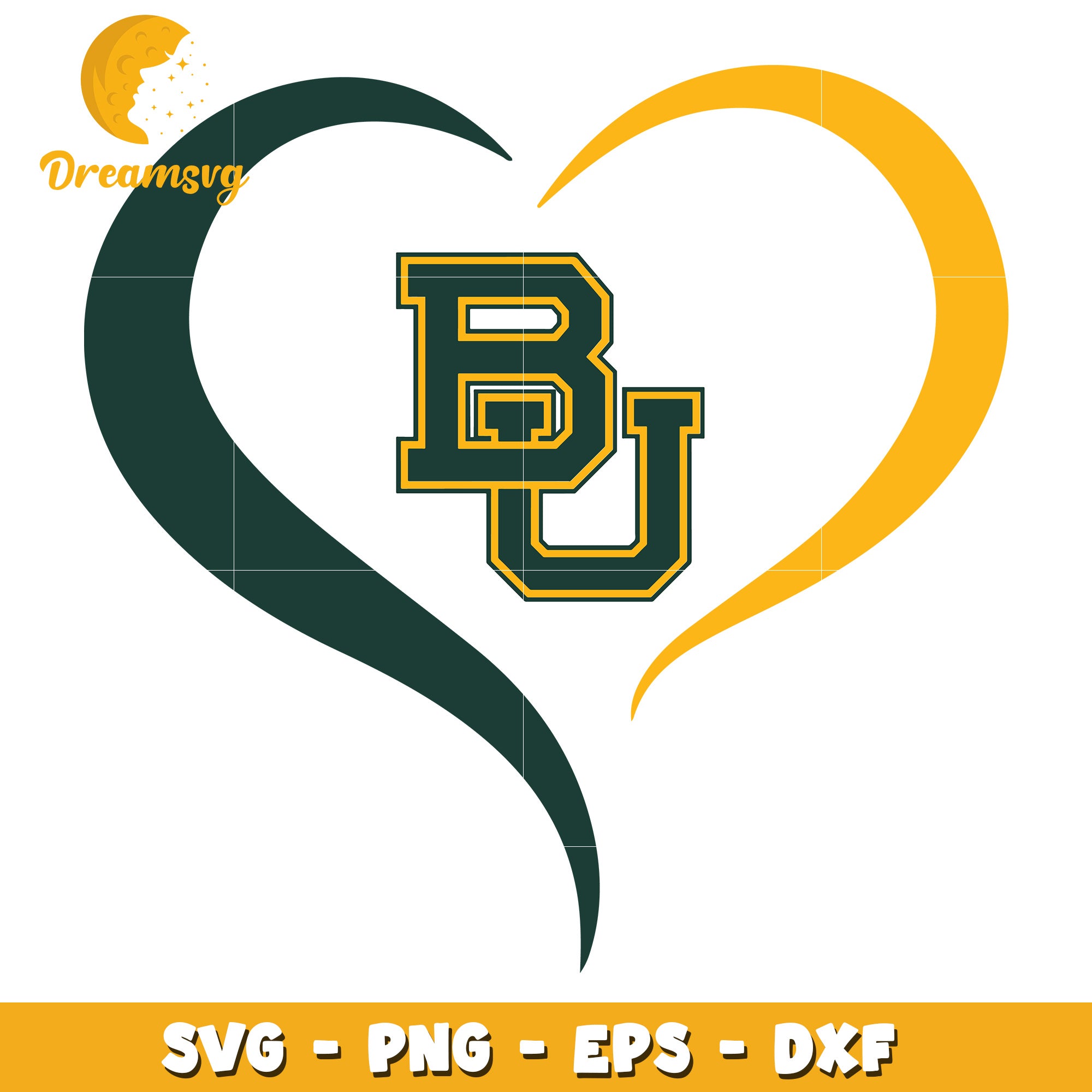 BU Heart SVG PNG EPS DXF Files