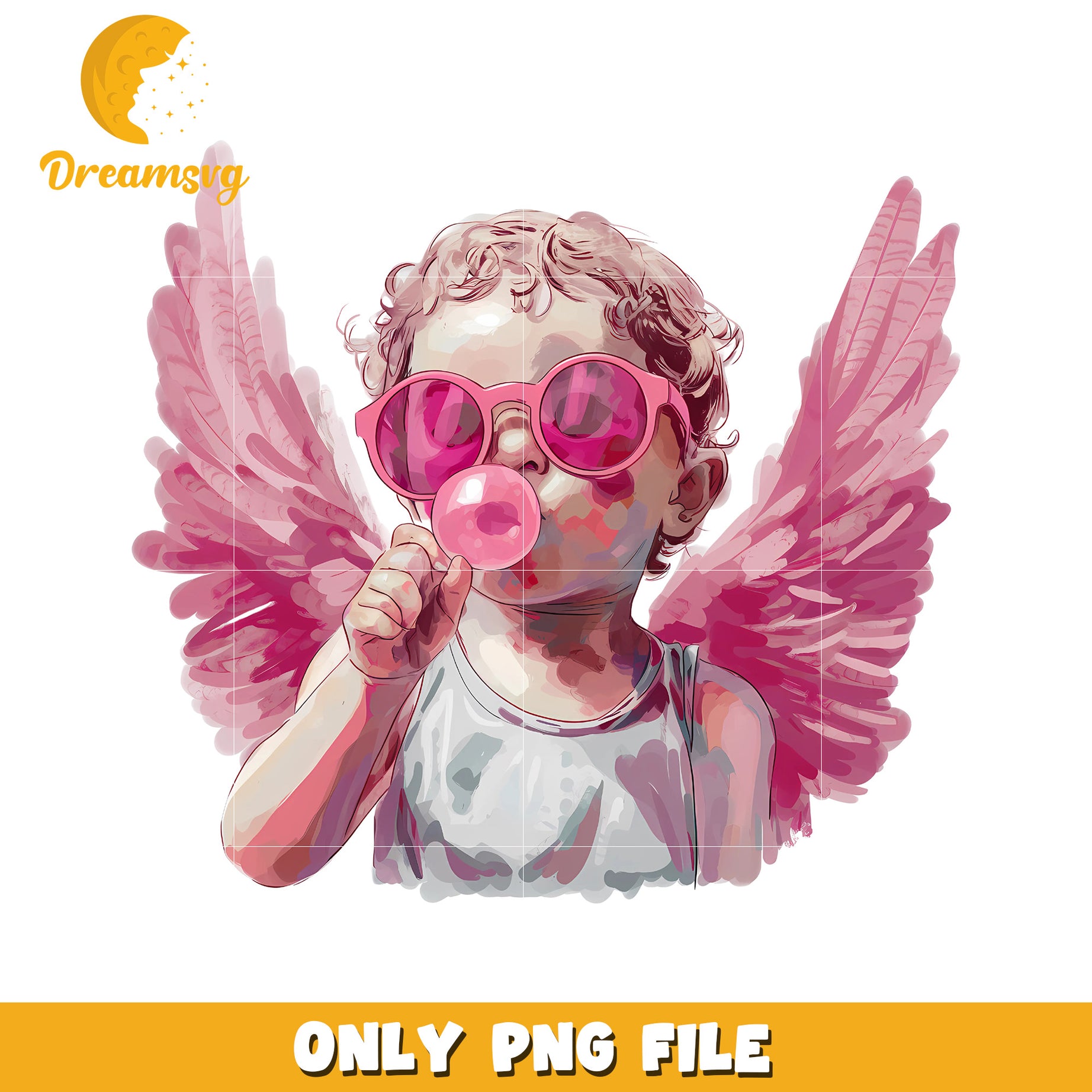 Baby Angel with Pink Wings PNG