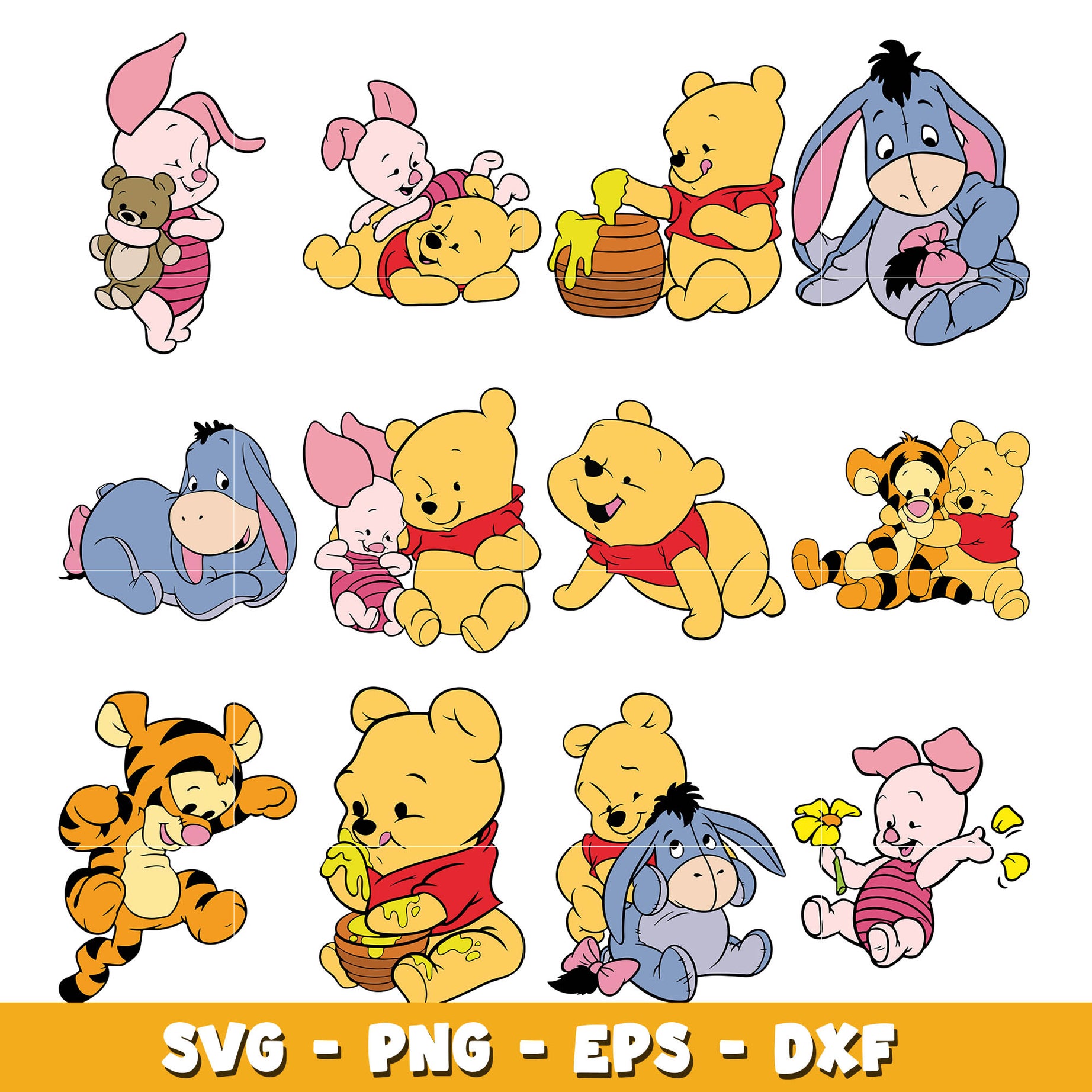 Disneys winnie The Pooh And  Pooh Friends bundle svg,  winnie The Pooh svg, Disney cartooon svg, Digital download