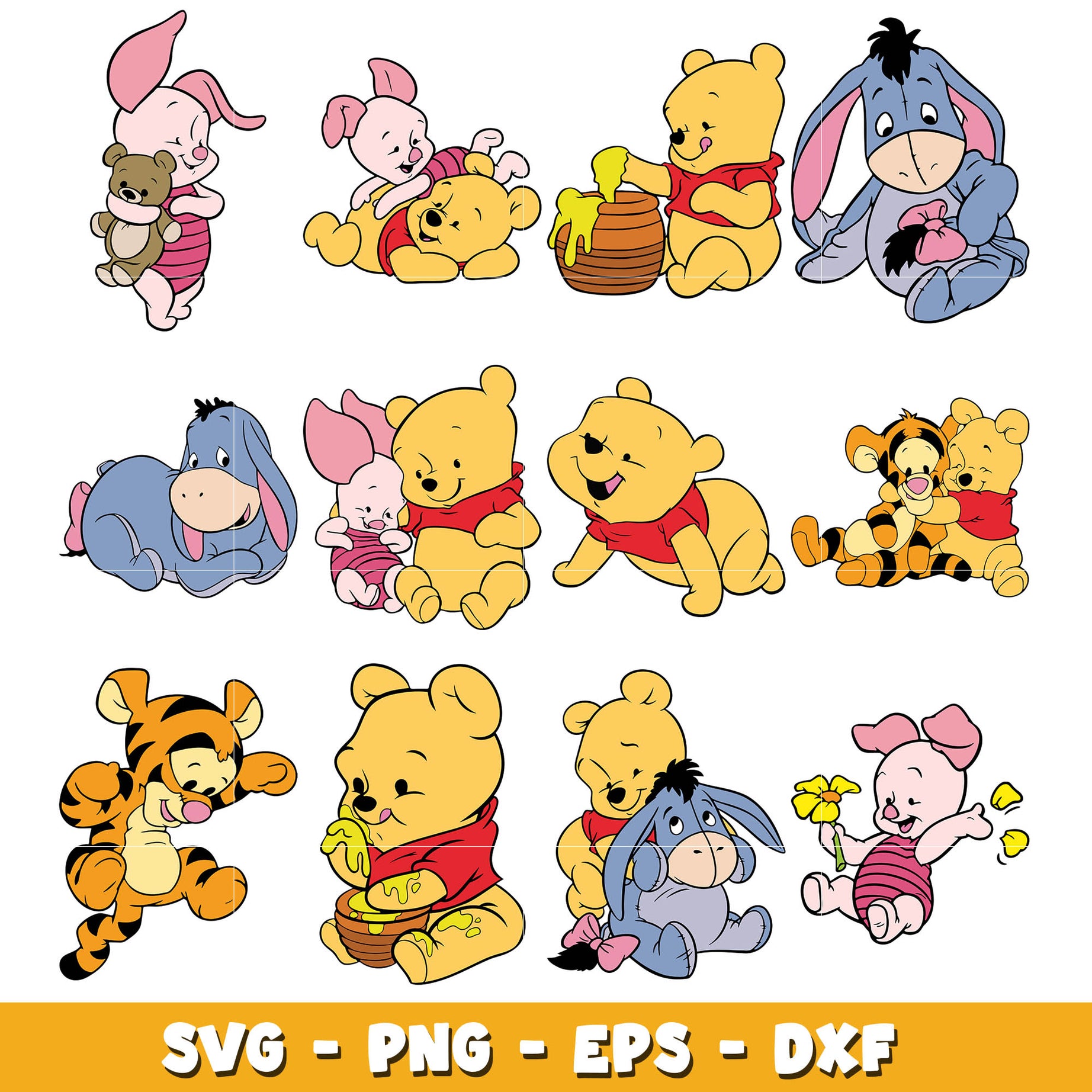 Winnie the pooh baby svg bundle, Disney pooh svg, Disney svg