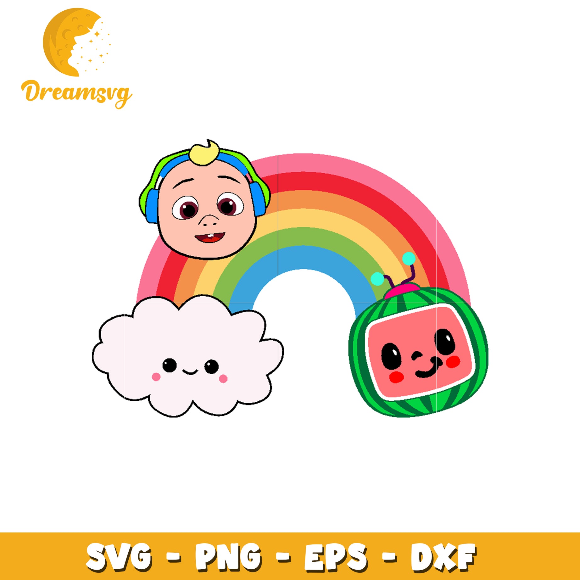 Baby Shark Rainbow SVG PNG EPS DXF