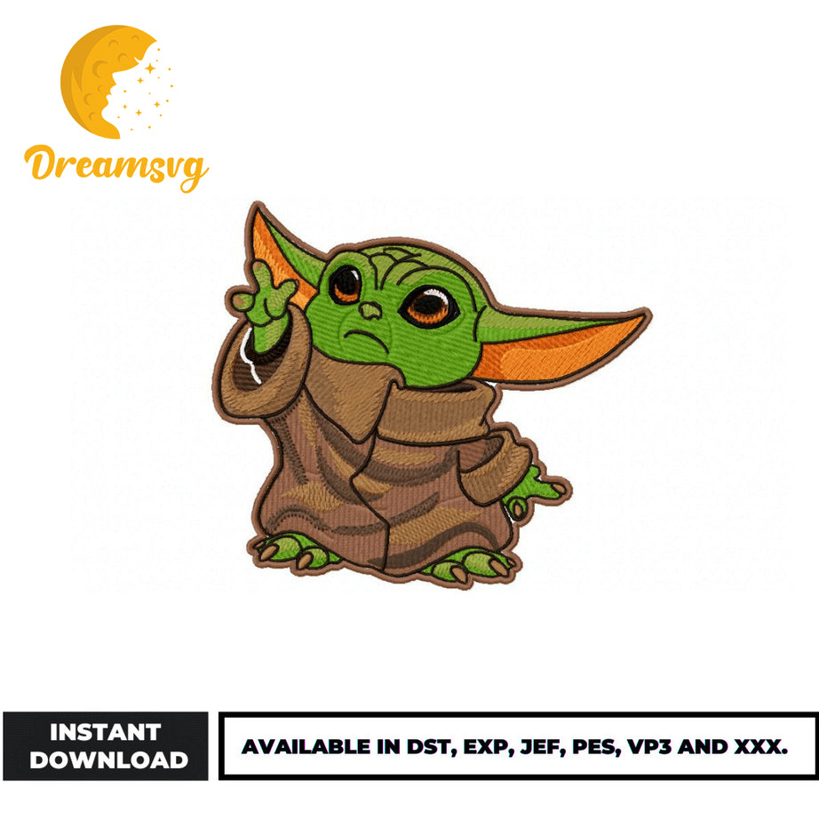 Baby yoda embroidery design