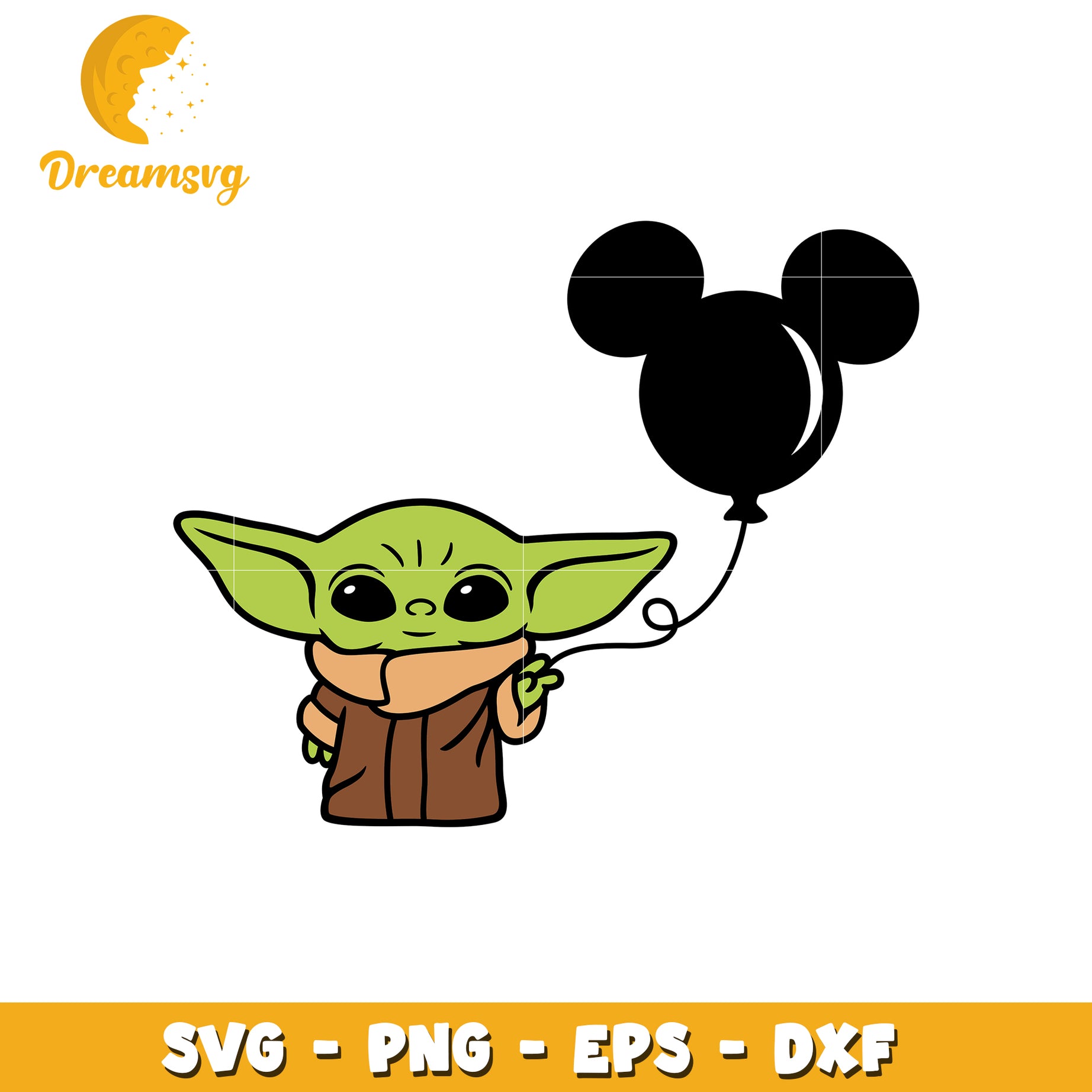 Baby Yoda Mickey Balloon SVG Cut File