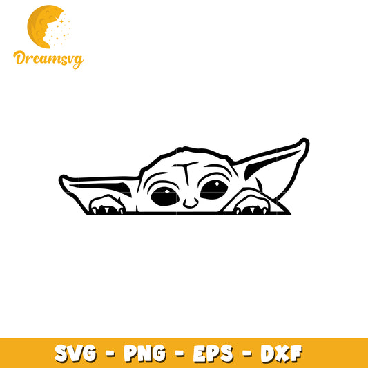 Baby Yoda SVG Peeking PNG EPS DXF