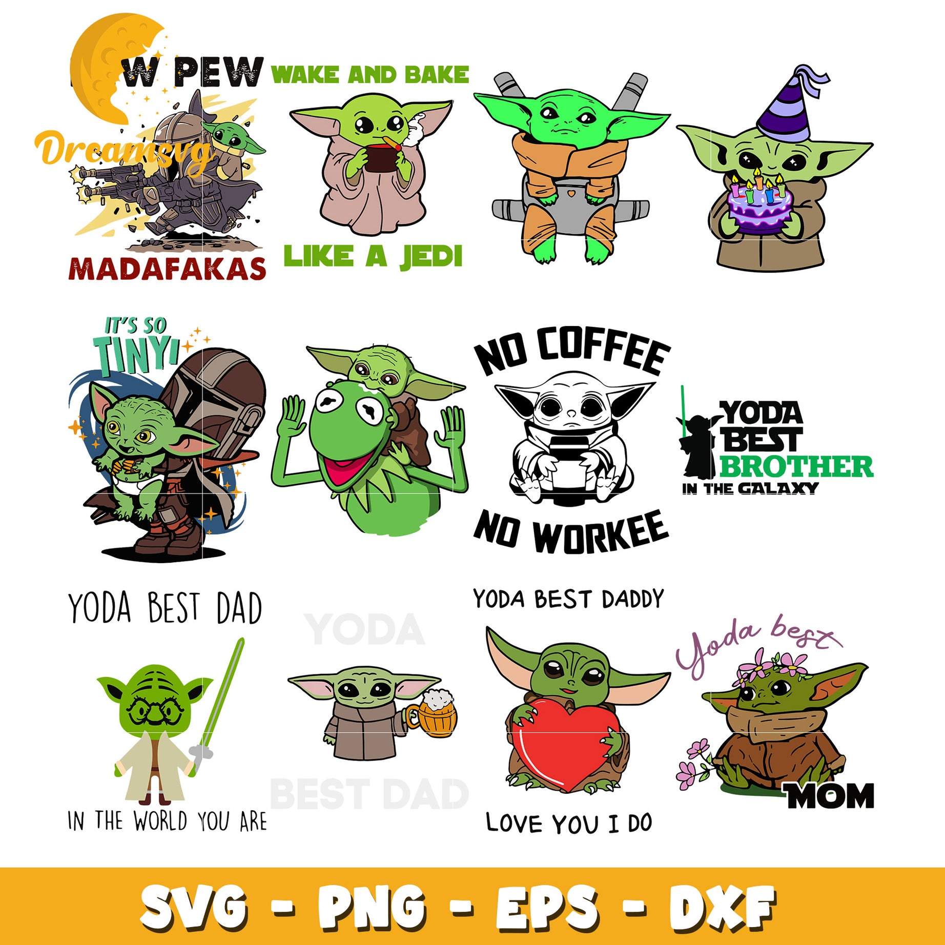 Baby Yoda no coffee no workee bundle svg, star wars svg