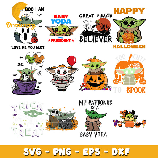 Baby Yoda for president bundle svg, happy halloween svg