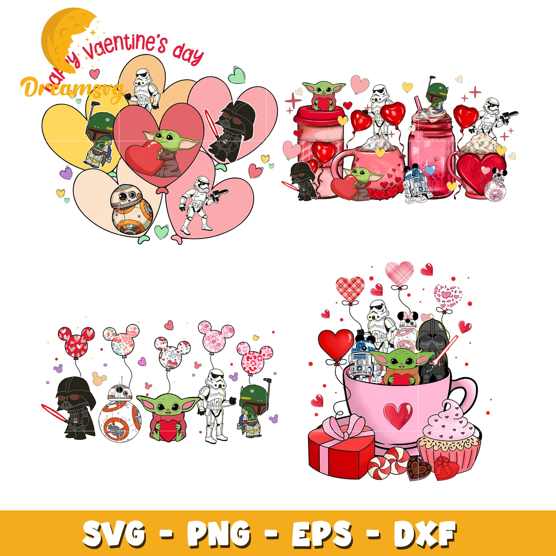 Baby Yoda happy valentine day bundle svg, valentine day svg