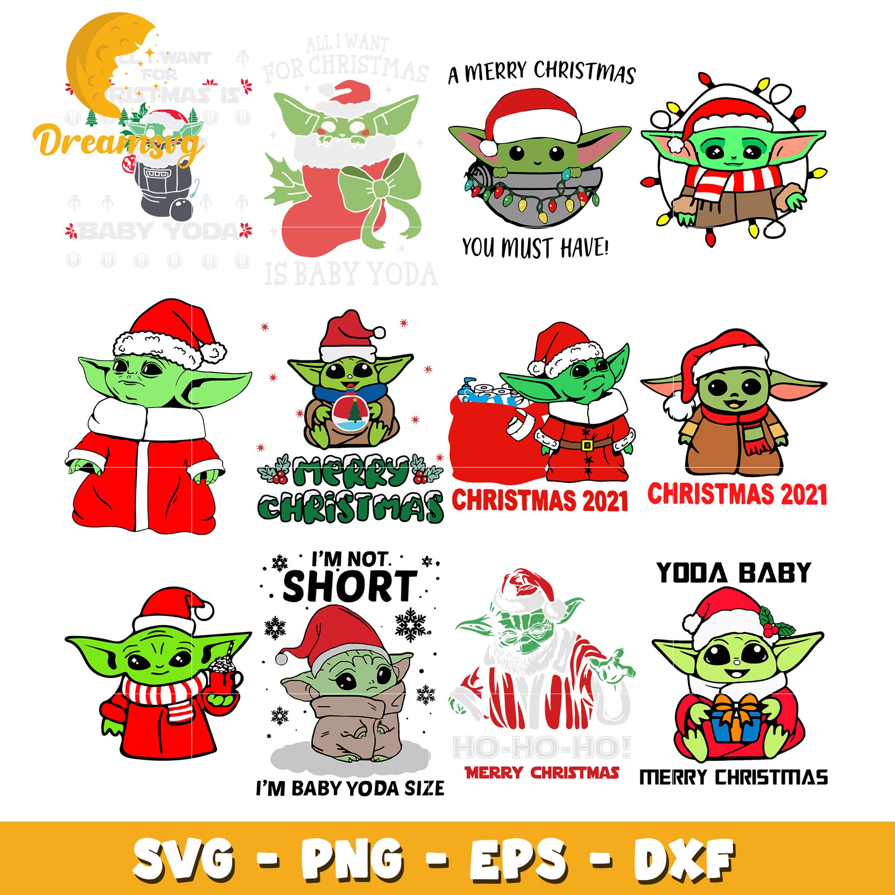 Baby Yoda merry christmas bundle svg, merry christmas svg