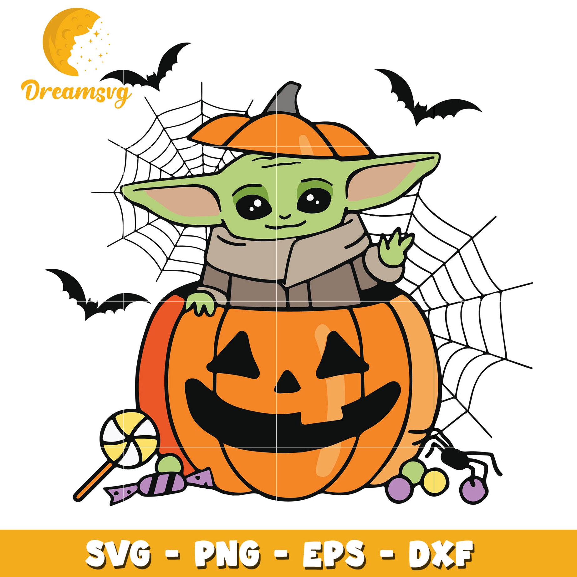 Baby Yoda pumpkin design svg, halloween svg