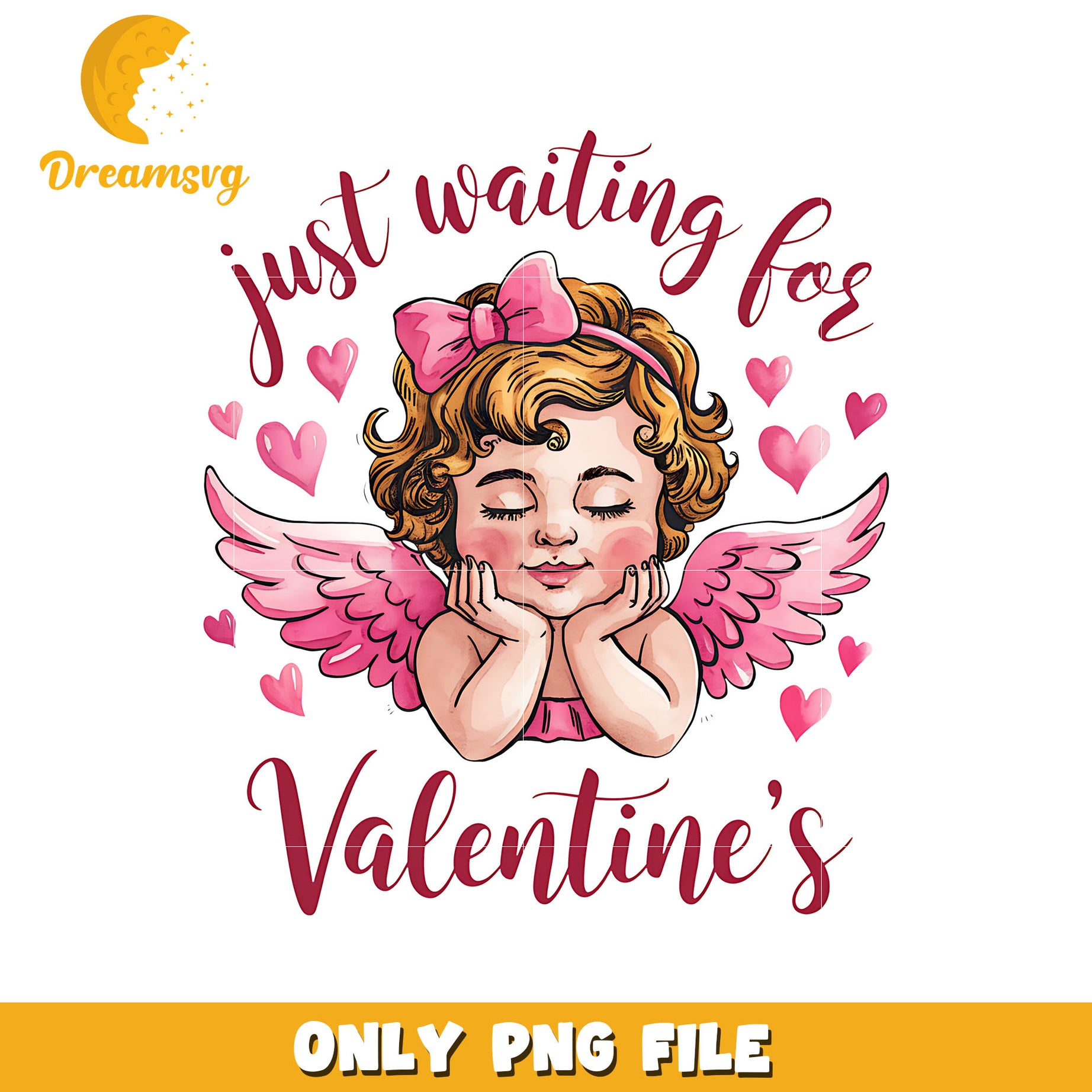 Baby cupid just waiting for valentine png, cupid png, valentine png