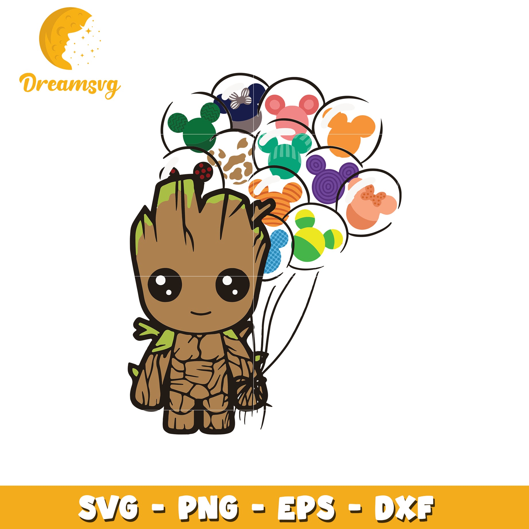 Baby groot disney balloon svg, disney movies svg, cute characters svg
