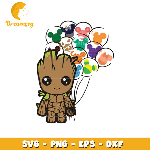 Baby groot disney balloon svg, disney movies svg, cute characters svg