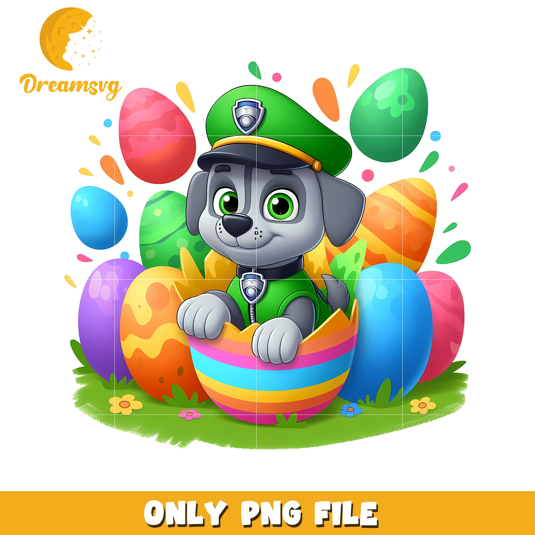 Baby rocky easter eggs png, happy easter day png, paw patrol png