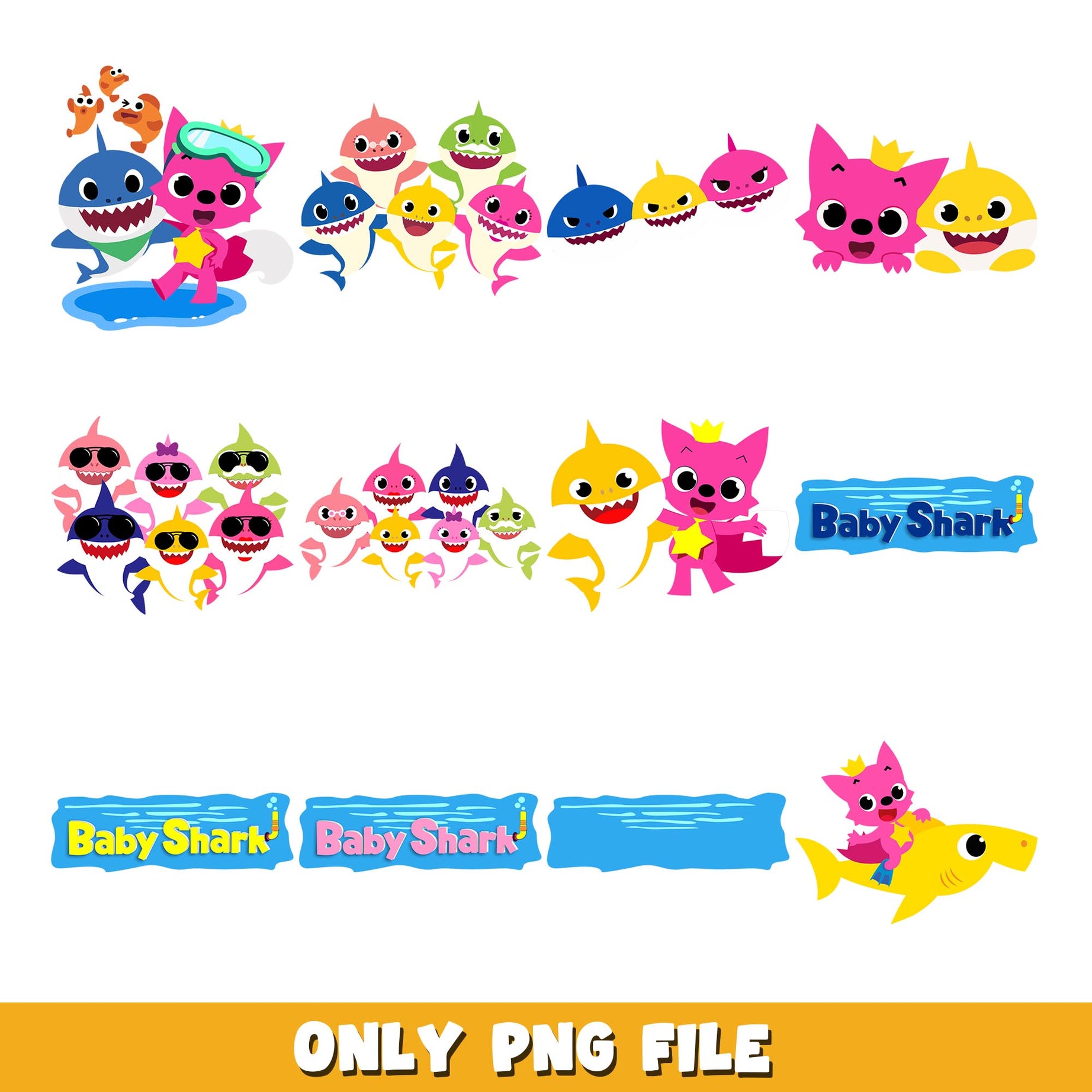 Pinkfong Baby Shark png, Baby Shark bundle png, cartoon png 