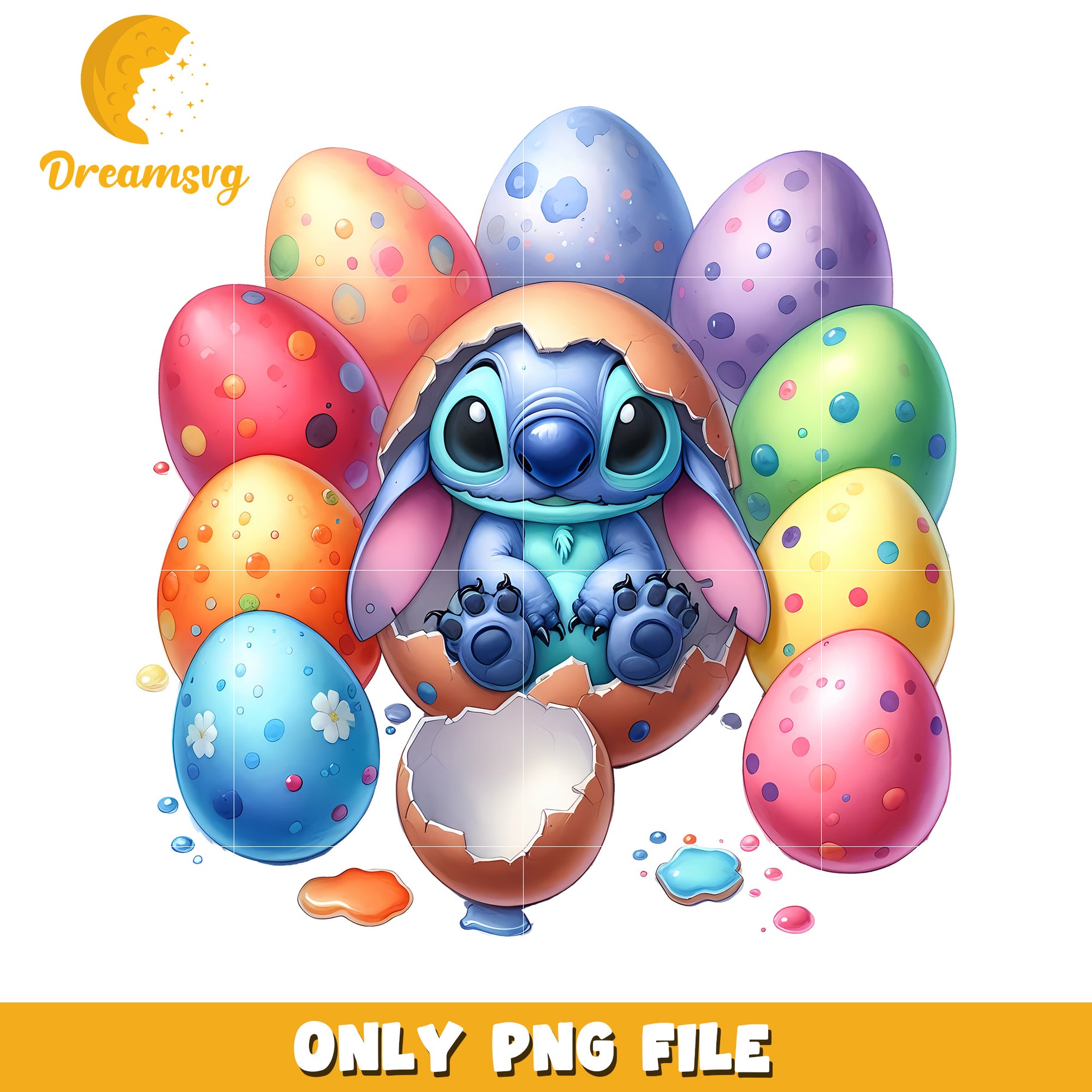 Baby stitch character easter day png, easter day png, disney png