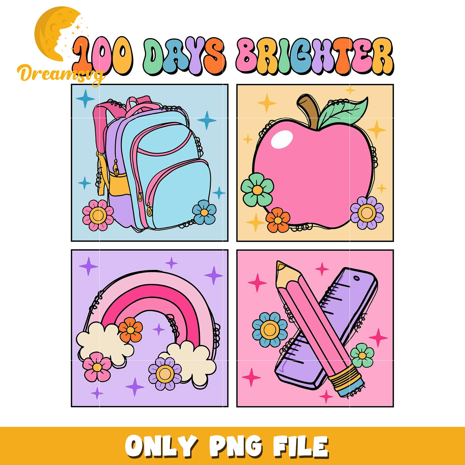 Backpack Apple Rainbow PNG