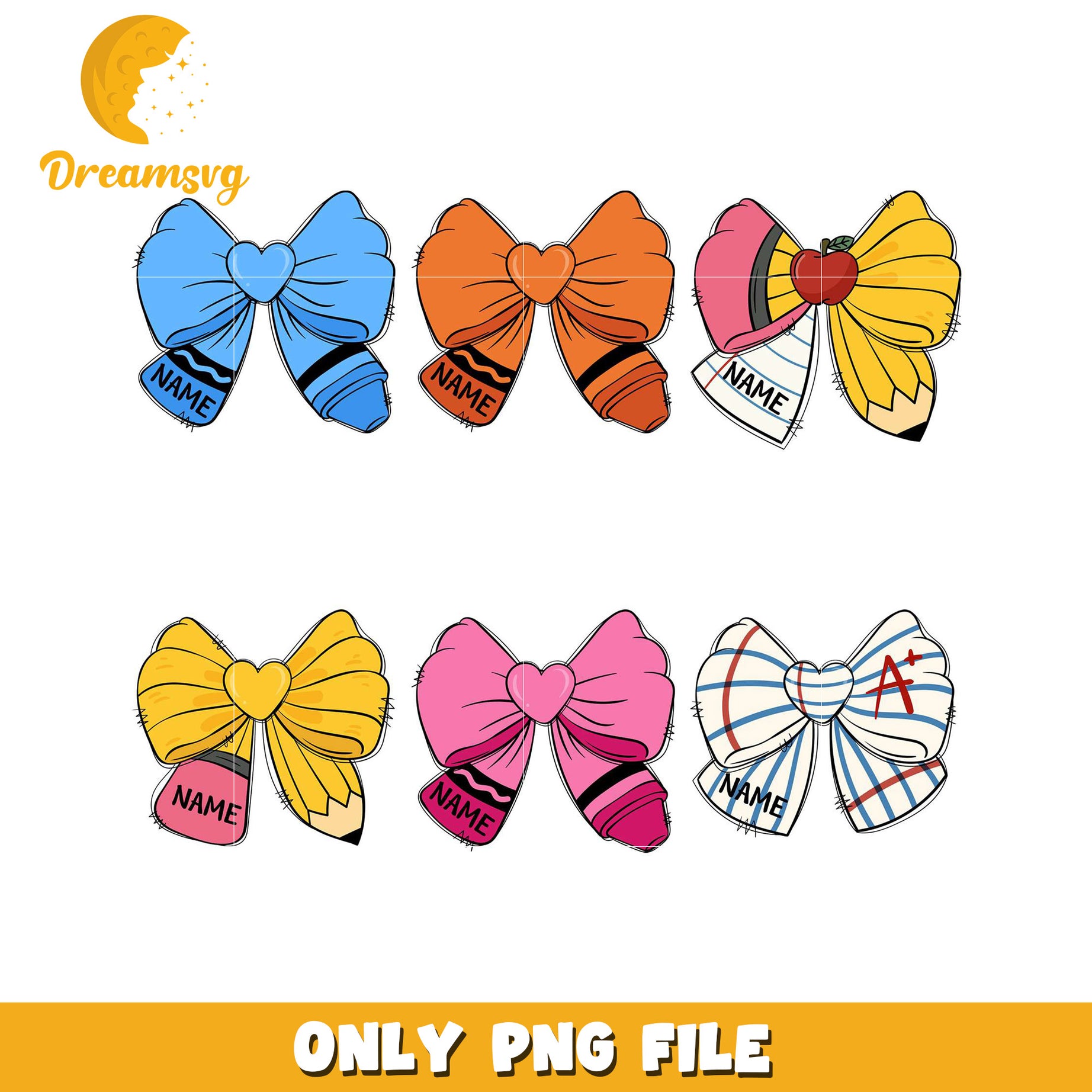 Back to School Bow PNG Bundle