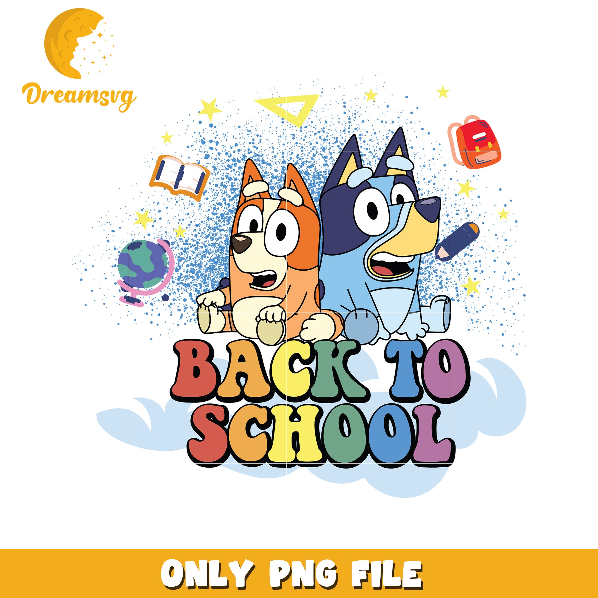 Back to school png, bluey characters png, bluey dog png