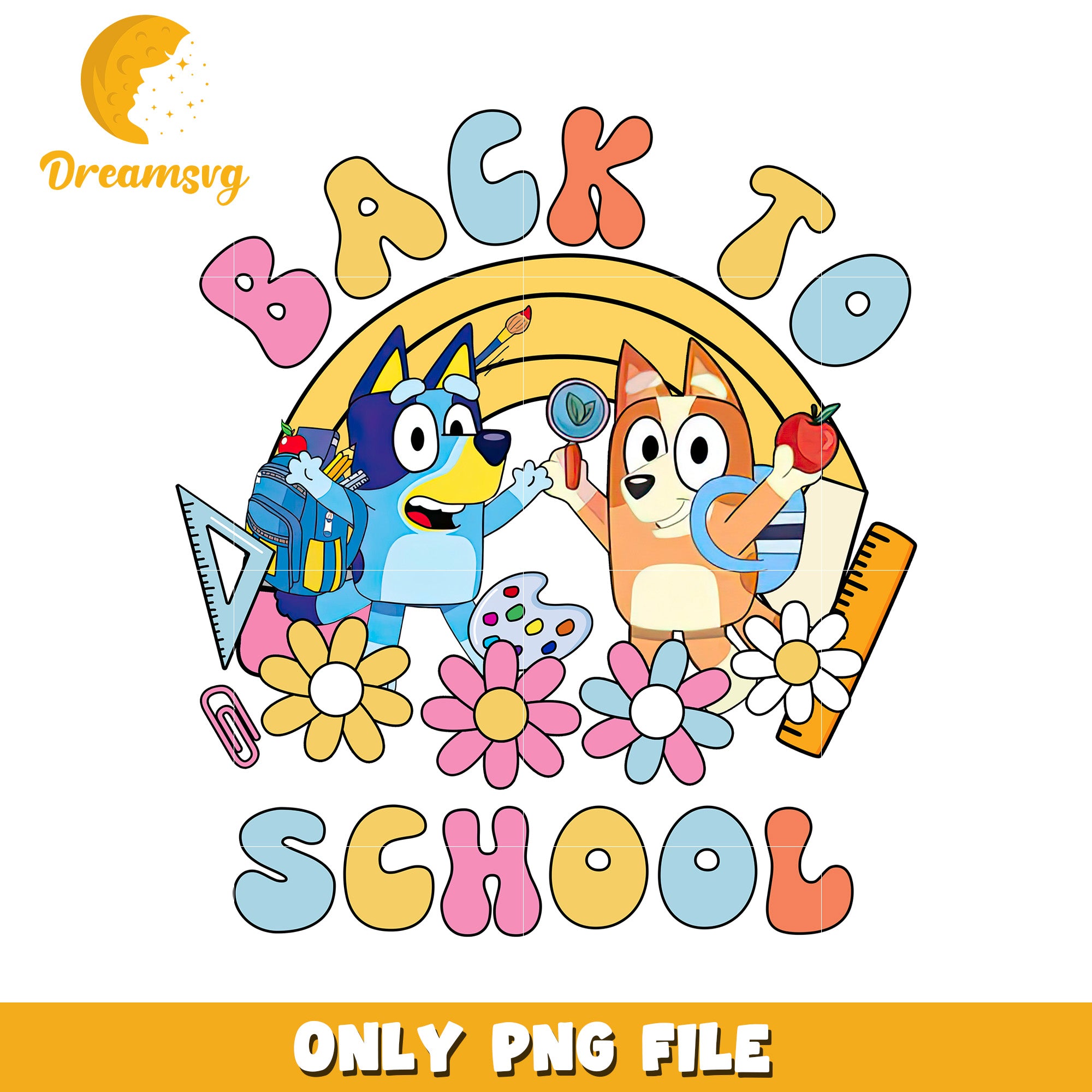Back to school png, cartoon characters png, bluey png