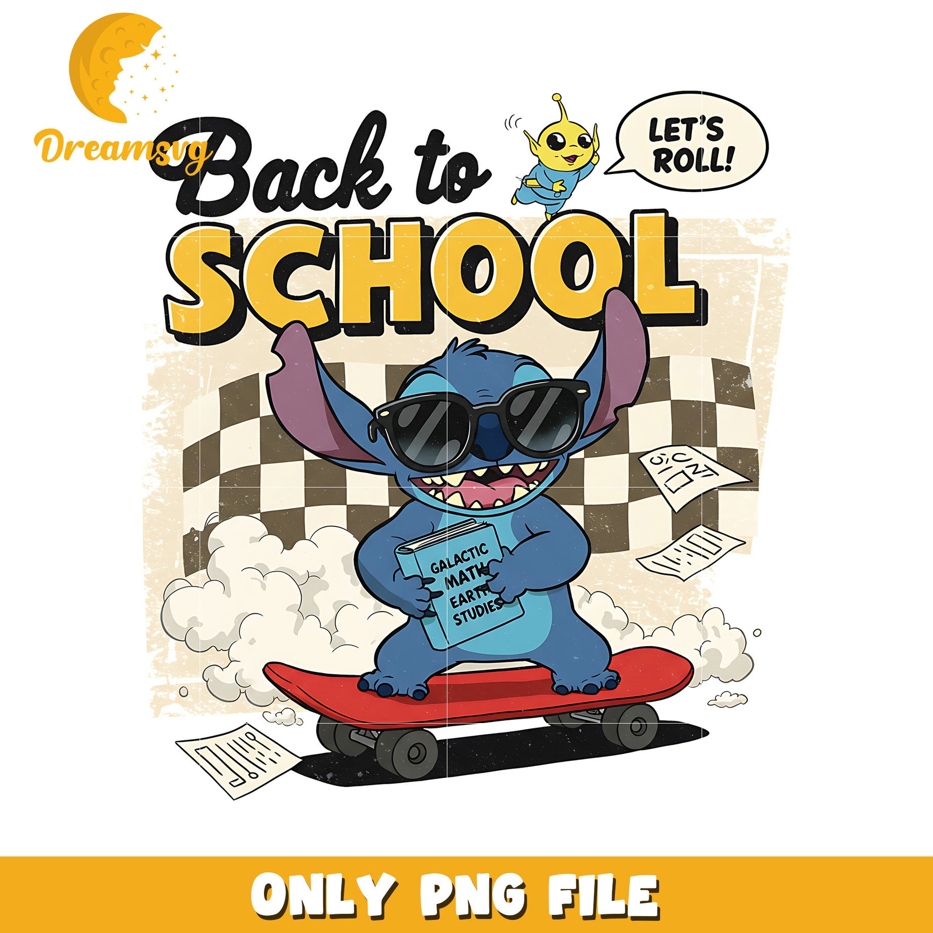 Back to school stitch png, disney png, lilo and stitch png
