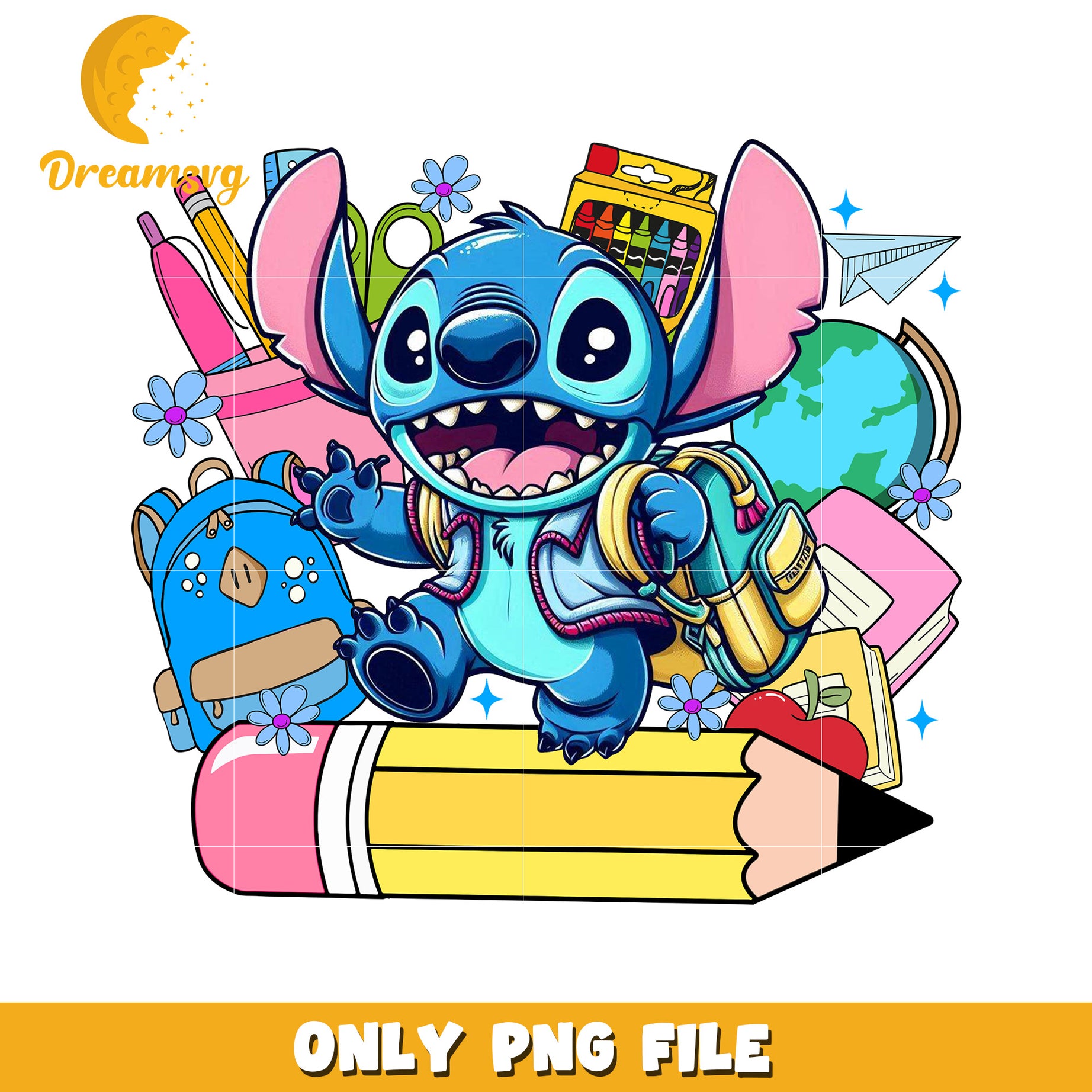 Back to school stitch png, lilo and stitch png, funny stitch png