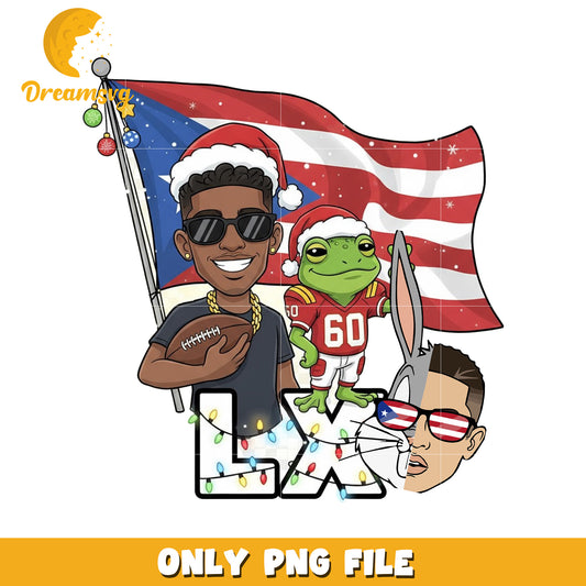 Bad bunny pueto rico flag png, super bowl lix png, bad bunny png