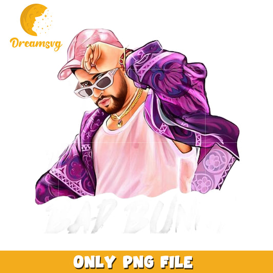 Bad bunny purple shirt png, bad bunny 2026 png, benito fan art png