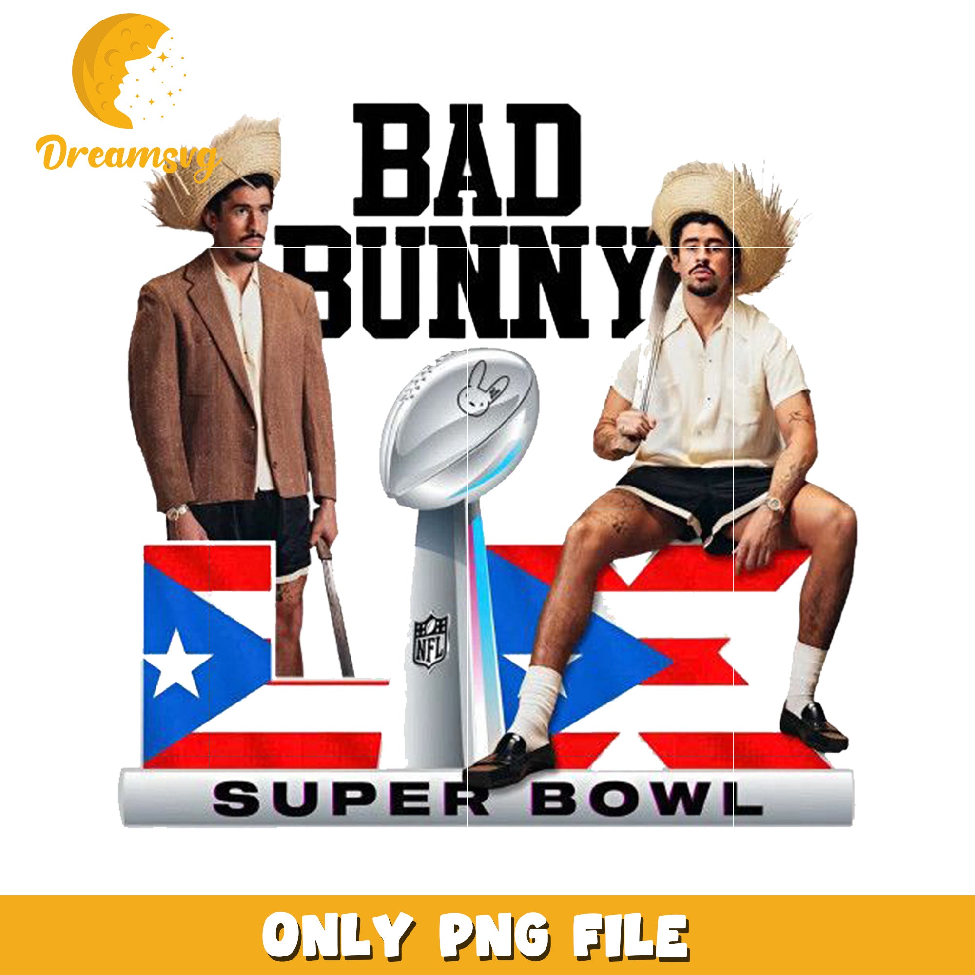 Bad bunny super bowl png, american rugby png, pr flag png