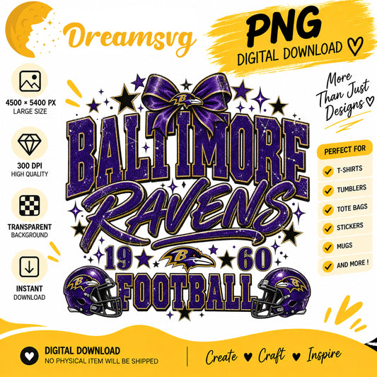 Baltimore Ravens Coquette Bow NFL Football 1960 PNG