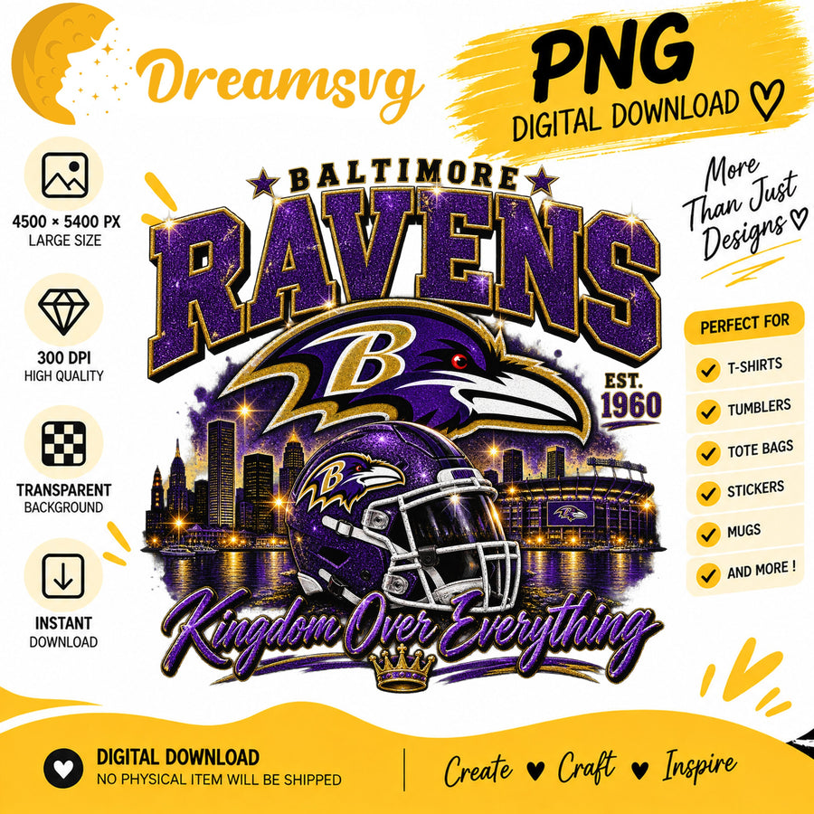 Baltimore Ravens Kingdom Over Everything Skyline PNG