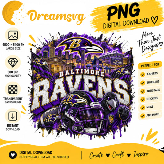 Baltimore Ravens Mascot Stadium Skyline Football Helmet PNG