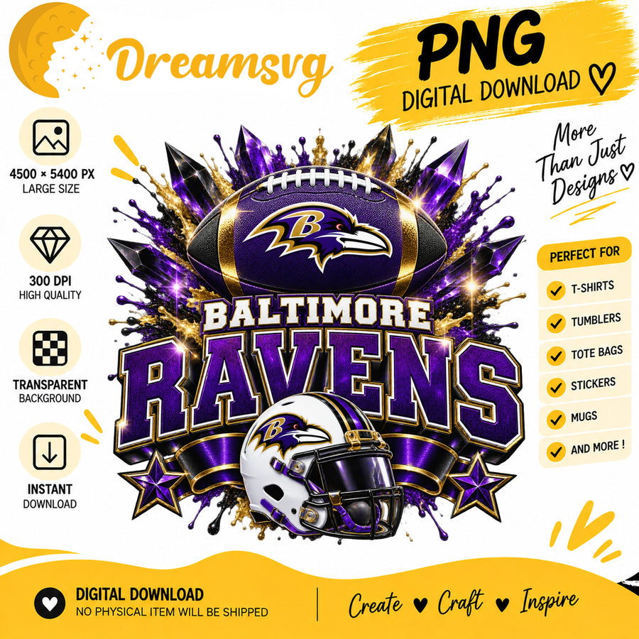 Baltimore Ravens NFL Football Helmet Crystal Splash PNG